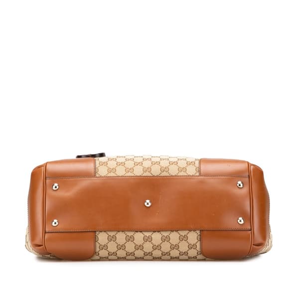Pre-owned Gucci Medium GG Canvas Brick Lane Tote Brown