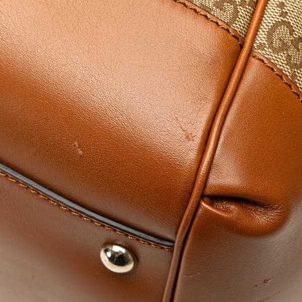 Pre-owned Gucci Medium GG Canvas Brick Lane Tote Brown