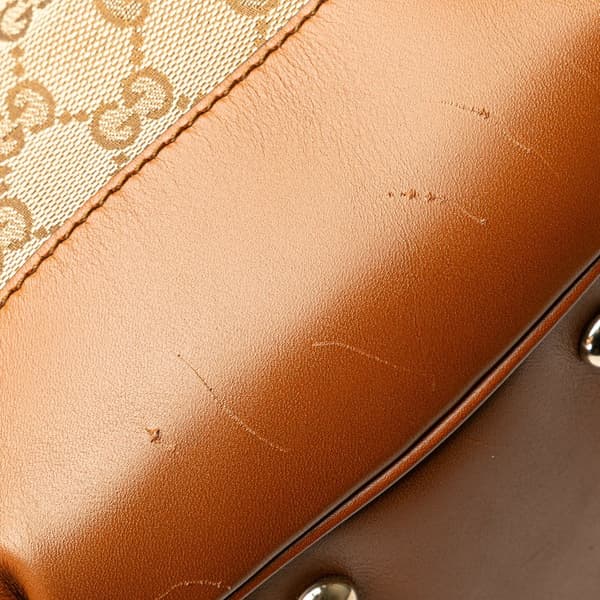 Pre-owned Gucci Medium GG Canvas Brick Lane Tote Brown