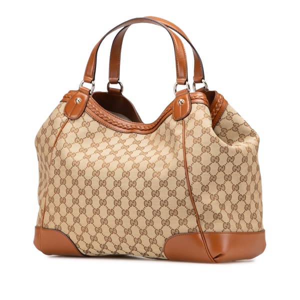 Pre-owned Gucci Medium GG Canvas Brick Lane Tote Brown