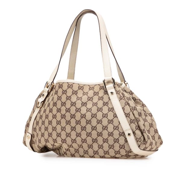 Pre-owned Gucci GG Canvas Abbey D Ring Tote Brown