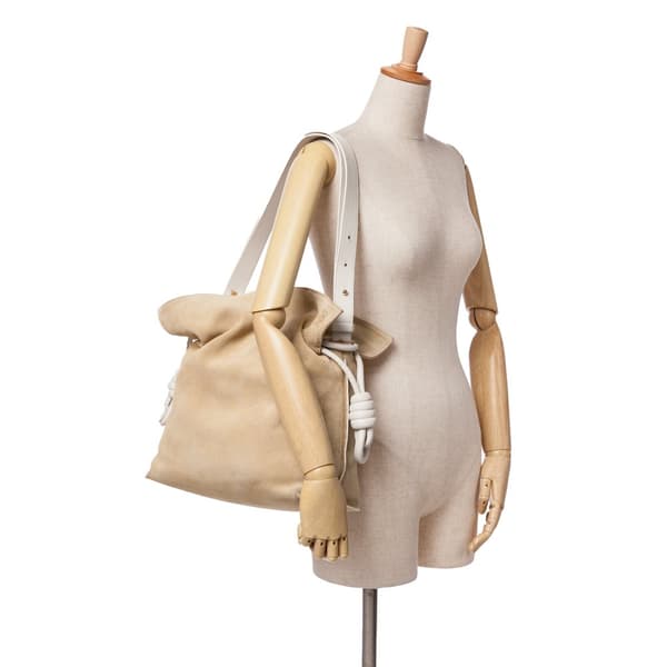 Pre-owned LOEWE Large Suede Flamenco Knot Tote Brown