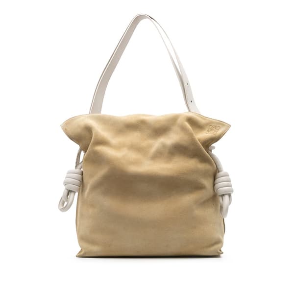 Pre-owned LOEWE Large Suede Flamenco Knot Tote Brown