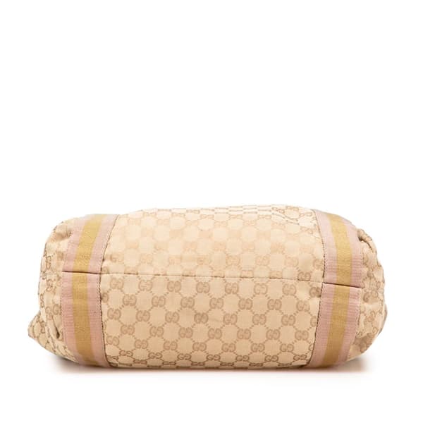 Pre-owned Gucci GG Canvas Web Tote Brown