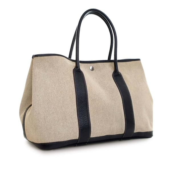 Pre-owned Hermès Toile and Buffle Skipper Garden Party 36 Brown