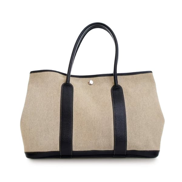 Pre-owned Hermès Toile and Buffle Skipper Garden Party 36 Brown