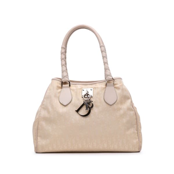 Pre-owned Dior Medium Diorissimo Trotter Nylon Lovely Tote Brown