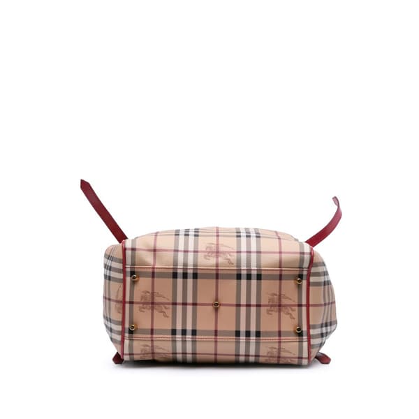 Pre-owned Burberry Haymarket Check Coated Canvas Canterbury Tote Brown