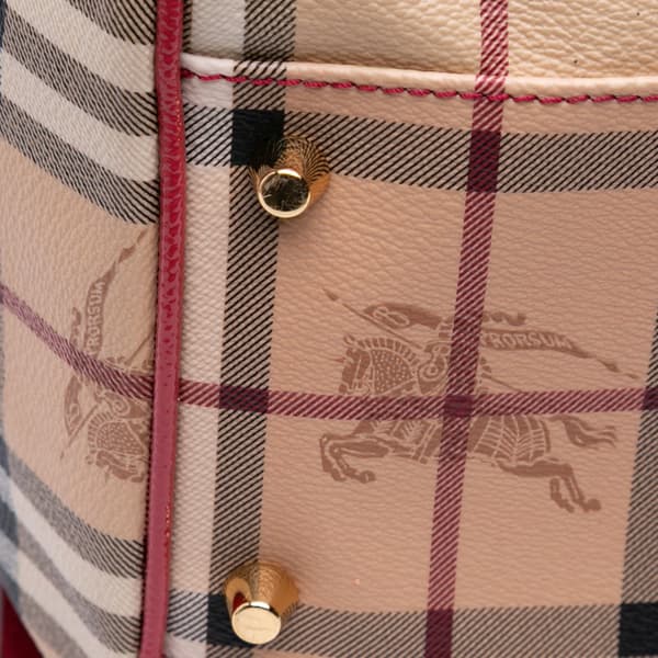 Pre-owned Burberry Haymarket Check Coated Canvas Canterbury Tote Brown
