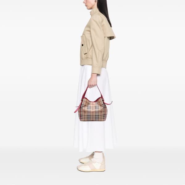 Pre-owned Burberry Haymarket Check Coated Canvas Canterbury Tote Brown