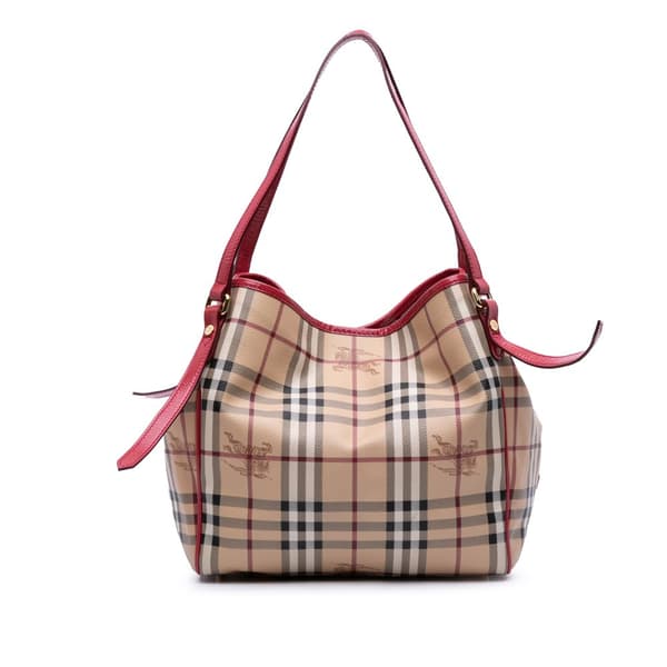 Pre-owned Burberry Haymarket Check Coated Canvas Canterbury Tote Brown