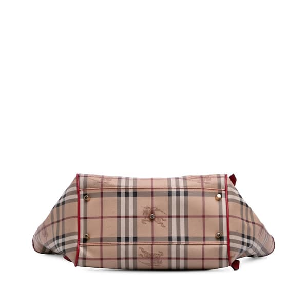 Pre-owned Burberry Small Haymarket Check Coated Canvas Canterbury Tote Brown