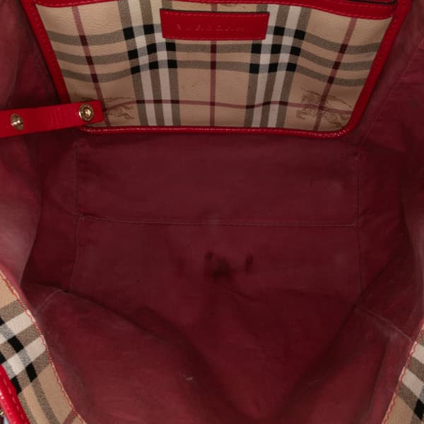 Pre-owned Burberry Small Haymarket Check Coated Canvas Canterbury Tote Brown