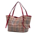Miniatyrbild 2 av 10: Pre-owned Burberry Small Haymarket Check Coated Canvas Canterbury Tote Brown