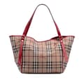 Miniatyrbild 1 av 10: Pre-owned Burberry Small Haymarket Check Coated Canvas Canterbury Tote Brown