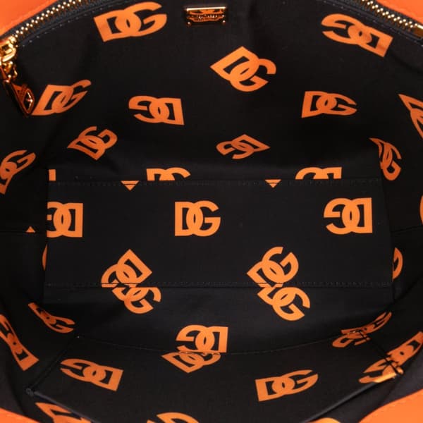 Pre-owned Dolce & Gabbana Small Calfskin DG Logo Shopper Tote Orange