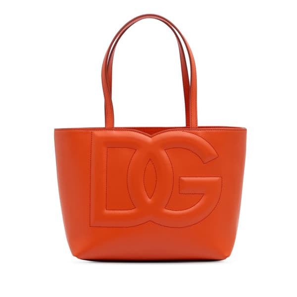 Pre-owned Dolce & Gabbana Small Calfskin DG Logo Shopper Tote Orange