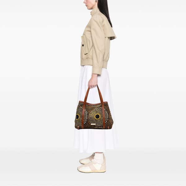 Pre-owned Burberry Medium Canvas Summer Sun Havenmore Tote Brown