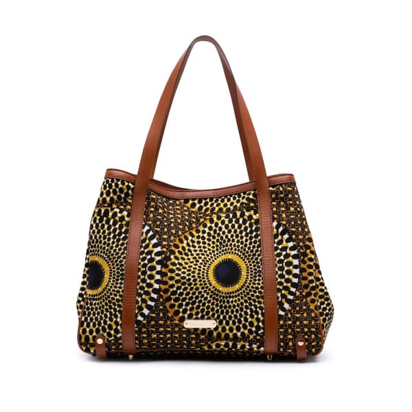 Pre-owned Burberry Medium Canvas Summer Sun Havenmore Tote Brown