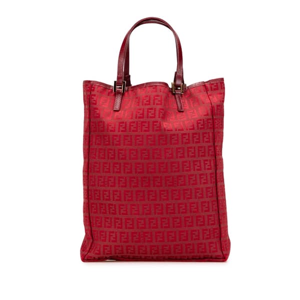 Pre-owned Fendi Zucchino Canvas Tote Red