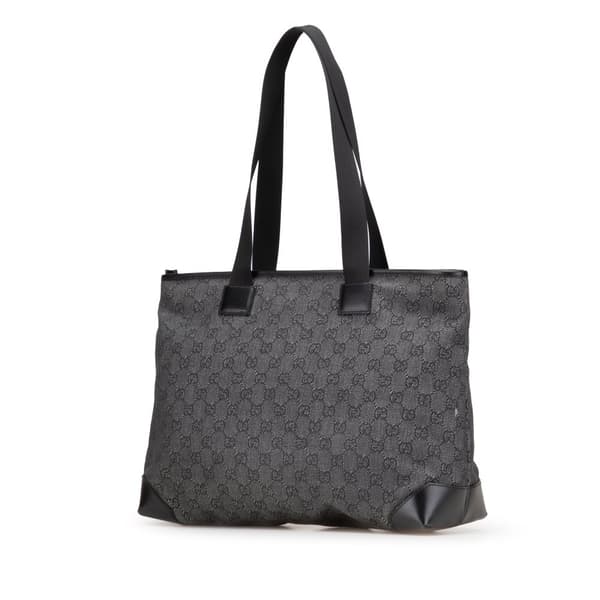 Pre-owned Gucci GG Denim Tote Gray