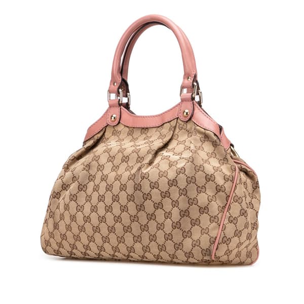 Pre-owned Gucci Medium GG Canvas Sukey Tote Brown
