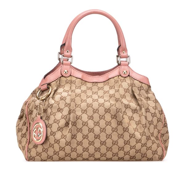 Pre-owned Gucci Medium GG Canvas Sukey Tote Brown