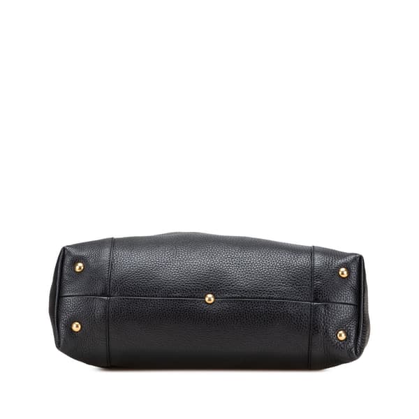 Pre-owned Gucci Medium Pebbled Calfskin Twill Tote Black