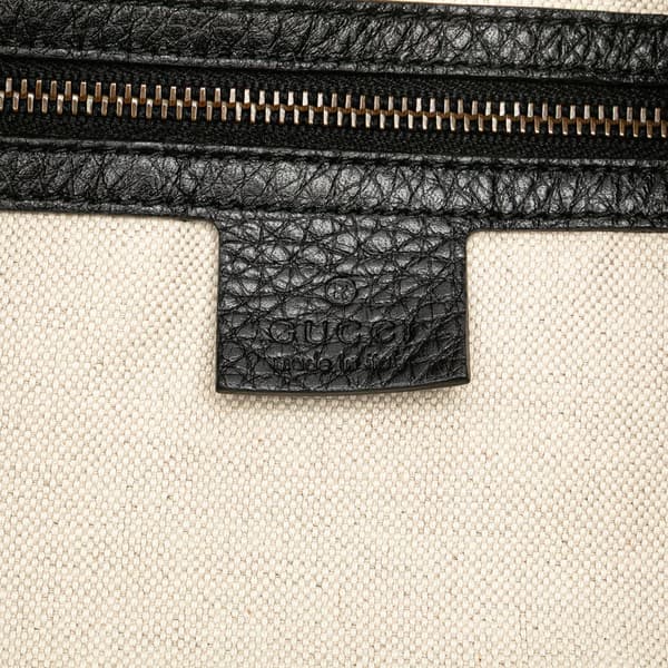 Pre-owned Gucci Medium Pebbled Calfskin Twill Tote Black