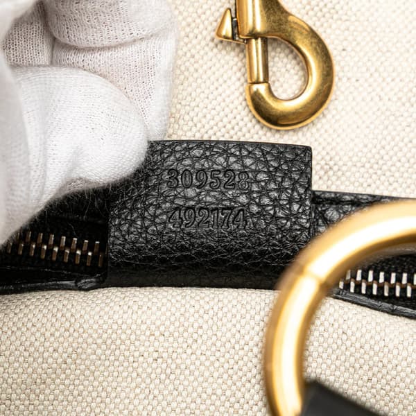 Pre-owned Gucci Medium Pebbled Calfskin Twill Tote Black