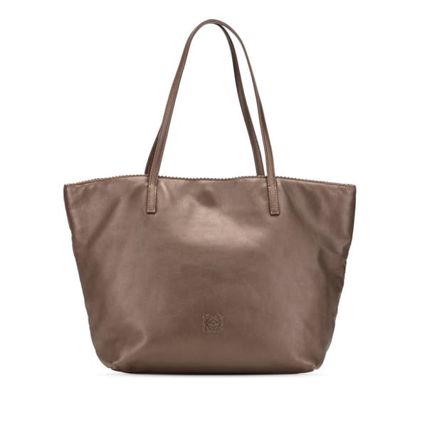 Pre-owned LOEWE Anagram Nappa Tote Brown