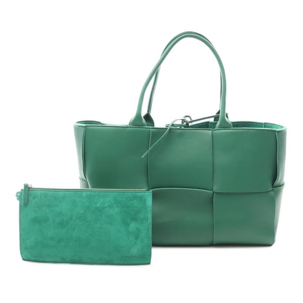 Pre-owned Bottega Veneta Medium Nappa Maxi Intrecciato Arco Tote Green