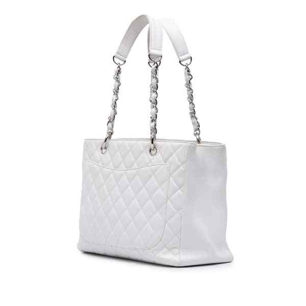 Pre-owned Chanel Caviar Grand Shopping Tote White