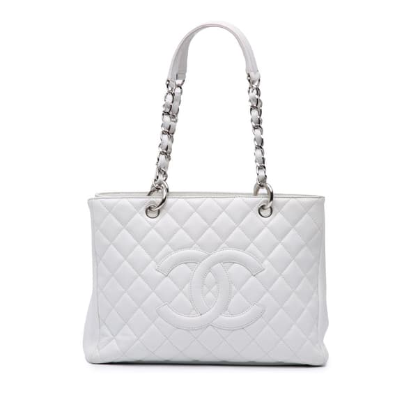 Pre-owned Chanel Caviar Grand Shopping Tote White