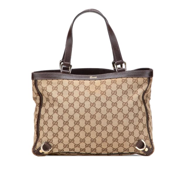 Pre-owned Gucci GG Canvas Abbey D Ring Tote Brown