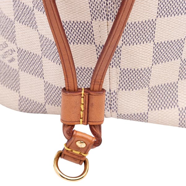 Pre-owned Louis Vuitton Damier Azur Neverfull MM White
