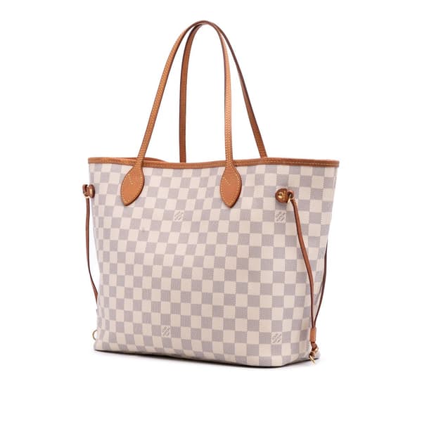 Pre-owned Louis Vuitton Damier Azur Neverfull MM White