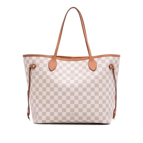 Pre-owned Louis Vuitton Damier Azur Neverfull MM White