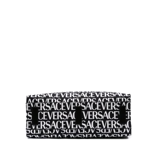 Pre-owned Versace Canvas Logo Print Tote Black