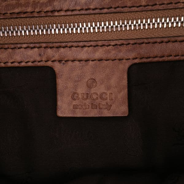 Pre-owned Gucci Medium GG Canvas Bamboo Libeccio Tote Brown
