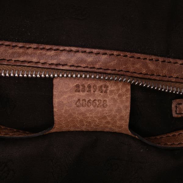 Pre-owned Gucci Medium GG Canvas Bamboo Libeccio Tote Brown
