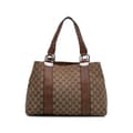 Miniatyrbillede 1 af 10: Pre-owned Gucci Medium GG Canvas Bamboo Libeccio Tote Brown
