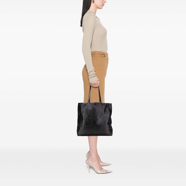 Pre-owned Prada Nappa Antique Reversible Shopper Tote Black
