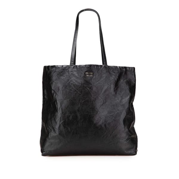 Pre-owned Prada Nappa Antique Reversible Shopper Tote Black