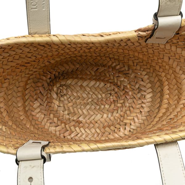 Pre-owned LOEWE Small Raffia Basket Tote Brown