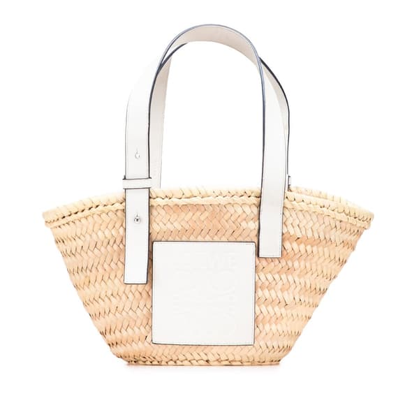 Pre-owned LOEWE Small Raffia Basket Tote Brown