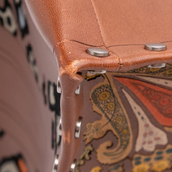 Pre-owned Dior Large Studded Embroidered Leather Floral Book Tote Brown
