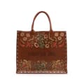Miniatyrbild 1 av 10: Pre-owned Dior Large Studded Embroidered Leather Floral Book Tote Brown