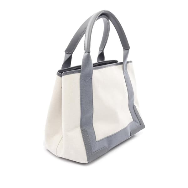 Pre-owned Balenciaga Canvas Navy Cabas S Brown
