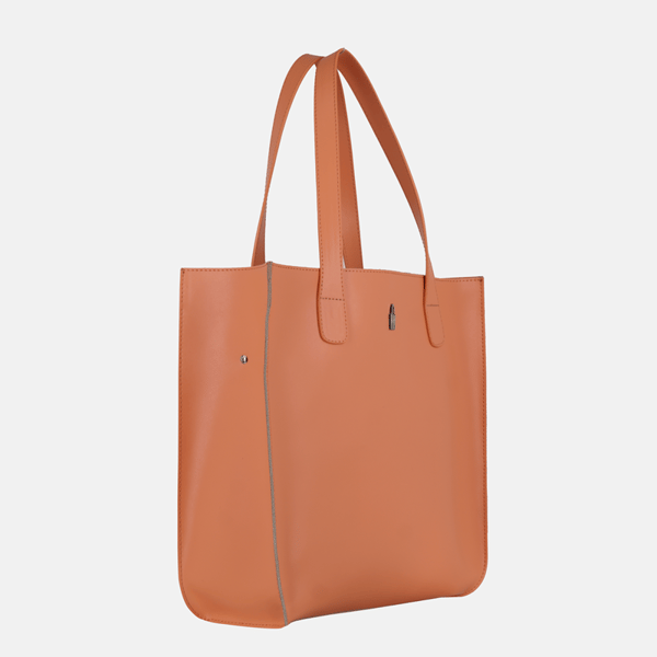 GILDA - Aprikosfärgad shoppingväska i läder
